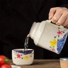BỘ PHÍCH KÈM CỐC UỐNG TRÀ HÌNH HOA
