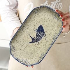 ĐĨA CHỮ NHẬT HOẠ TIẾT CÁ