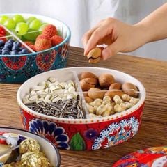 KHAY SỨ ĐỰNG SNACK CÓ NẮP