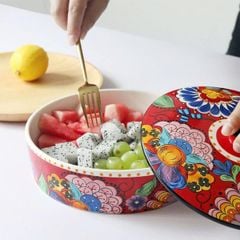KHAY SỨ ĐỰNG SNACK CÓ NẮP