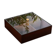 HỘP GỖ ĐỰNG SNACK HÌNH VUÔNG 4 NGĂN