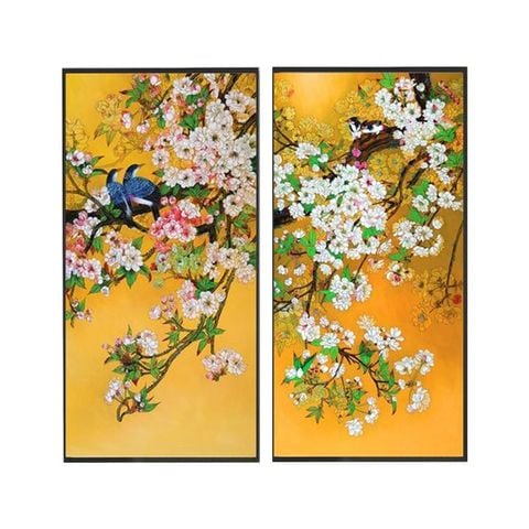 KHUNG TRANH TRANG TRÍ - BẠCH ĐÀO MÙA XUÂN (BỘ 2TRANH)
