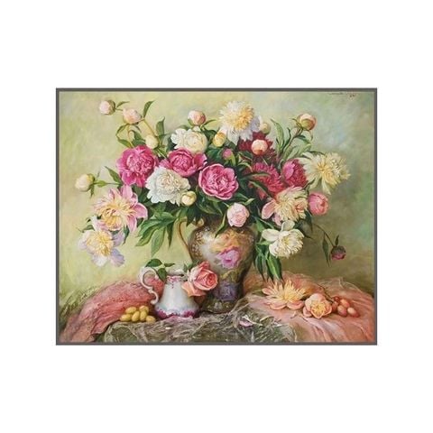 KHUNG TRANH TRANG TRÍ - BÌNH BÔNG PEONY