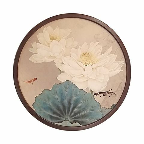 KHUNG TRANH TRÒN TRANG TRÍ - CÁ CHÉP VỜN ĐẦM SEN