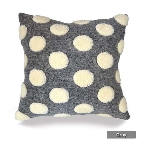 VỎ GỐI SOFA POLKA CHẤM BI MÀU XÁM