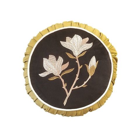 VỎ GỐI THÊU HOA MỘC LAN HÌNH TRÒN