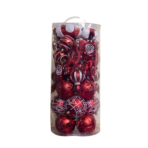 HỘP TRANG TRÍ CHRISTMAS MÀU ĐỎ 36 MÓN