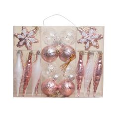 HỘP TRANG TRÍ CHRISTMAS 24 MÓN MÀU HỒNG