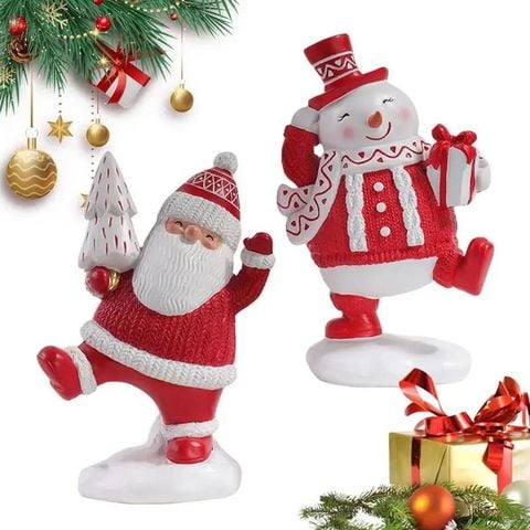 BỘ 2 TƯỢNG 2 TƯỢNG SANTA CLAUS VÀ SNOWMAN