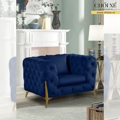 GHẾ SOFA ĐƠN KINGDOM BLUE VELVET