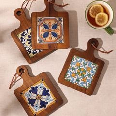 MIẾNG LÓT NỒI GỖ MẶT SỨ HỌA TIẾT VINTAGE