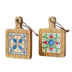 MIẾNG LÓT NỒI GỖ MẶT SỨ HỌA TIẾT VINTAGE
