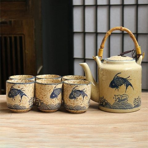 BỘ ẤM CHÉN HOẠ TIẾT CÁ