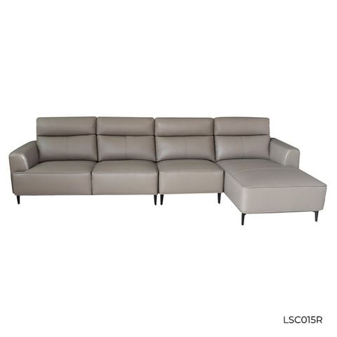GHẾ SOFA GÓC DA BÒ CAMEL GREY 8028