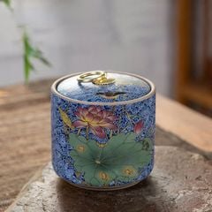 HŨ ĐỰNG ĐỒ KHÔ HOẠ TIẾT HOA SEN