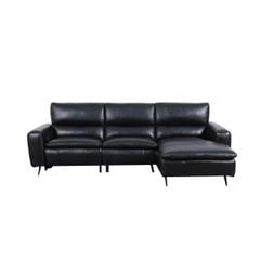 GHẾ SOFA DA BÒ GÓC CHỈNH ĐIỆN MONACO MÀU ĐEN