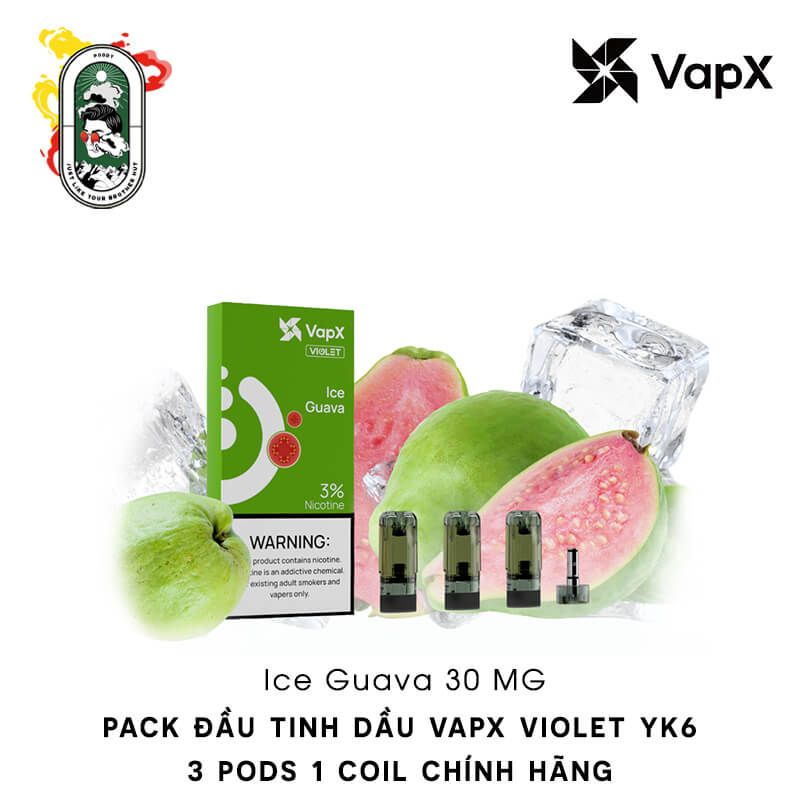  Pack 3 Đầu Pod VapX Violet YK6 Kèm 1 Coil Ice Guava Chính Hãng 