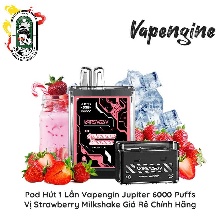  Pod Dùng 1 Lần 6000 Hơi Vapengin Jupiter Sữa Dâu 50MG Chính Hãng 