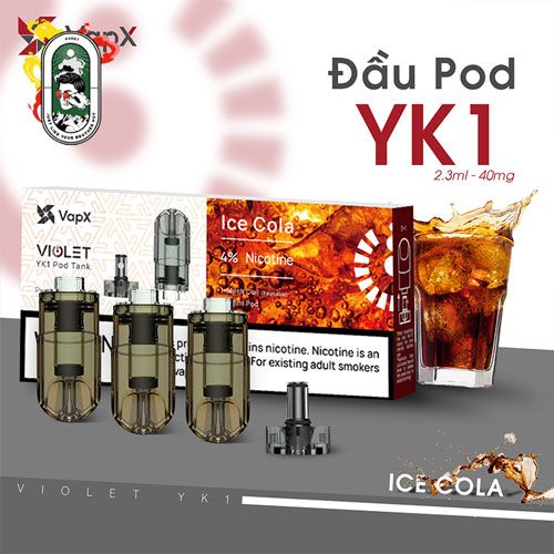  Pack 3 Đầu Pod VapX Violet YK1 kèm 1 Coil Ice Cola Chính Hãng 