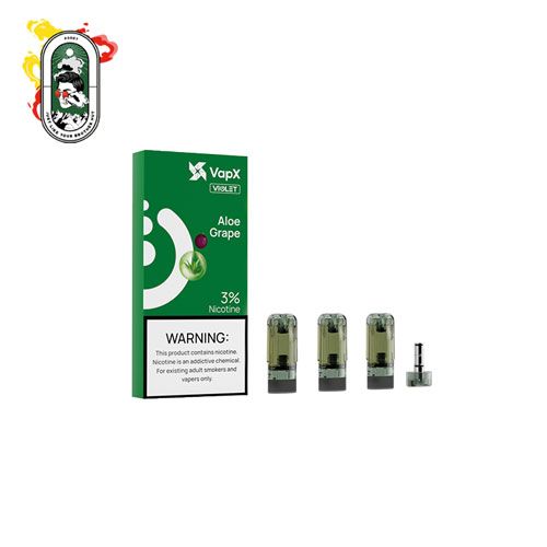  Pack 3 Đầu Pod VapX Violet YK6 kèm 1 coil Aloe Grape Chính Hãng 