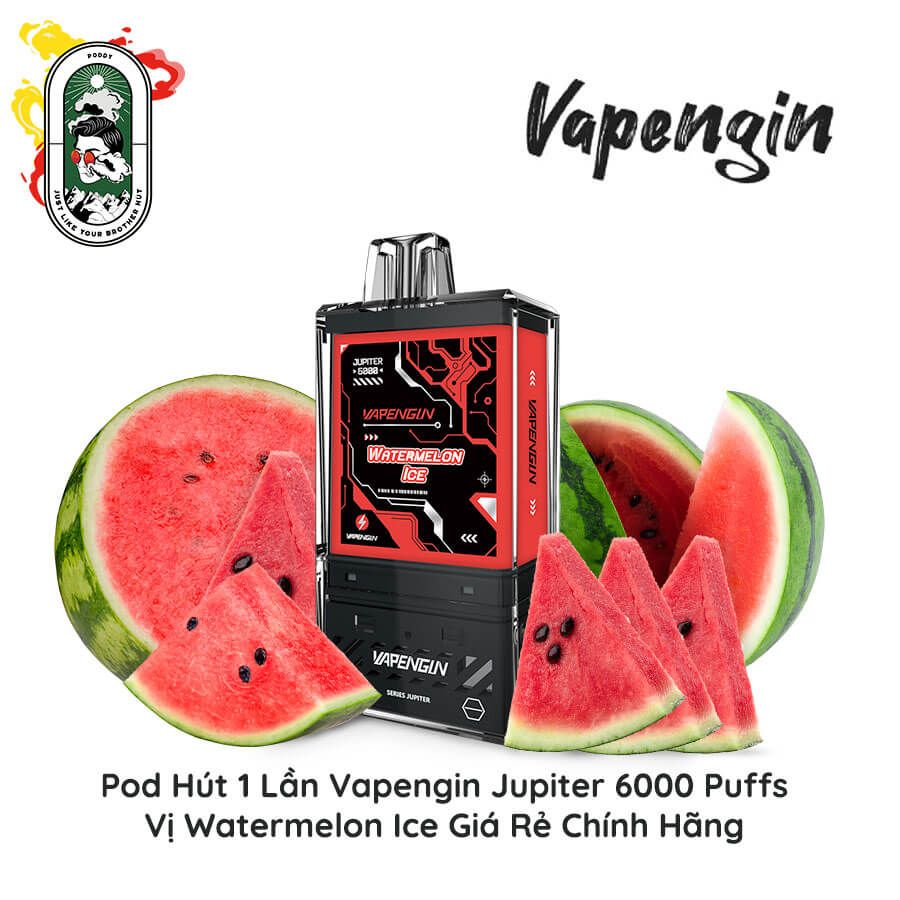  Pod Dùng 1 Lần 6000 Hơi Vapengin Jupiter Dưa Hấu Lạnh 50MG Chính Hãng 