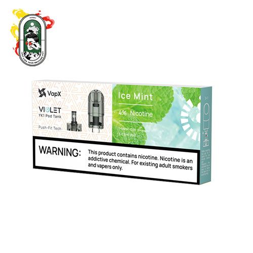  Pack 3 Đầu Pod VapX Violet YK1 kèm 1 Coil Ice Mint Bạc Hà Chính Hãng 