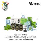  Pack 3 Đầu Pod VapX Violet YK1 kèm 1 Coil Ice Mint Bạc Hà Chính Hãng 