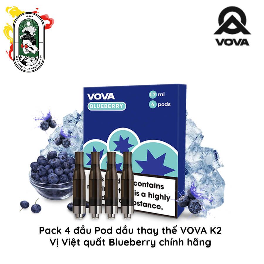  Pack 4 Đầu Pod Dầu Thay Thế VOVA K2 Blueberry Việt Quất Chính Hãng 