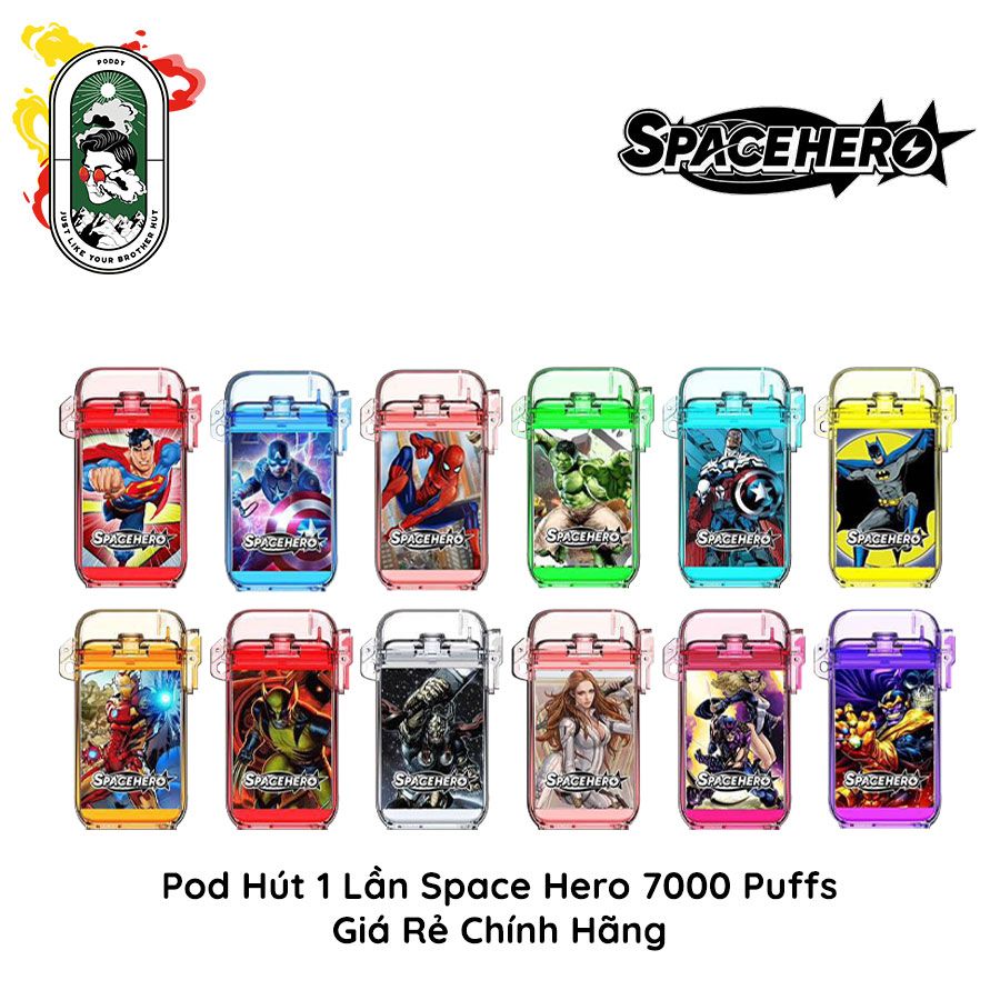  Pod Dùng 1 lần Space Hero 7000 hơi vị Vải Lạnh Chính Hãng 