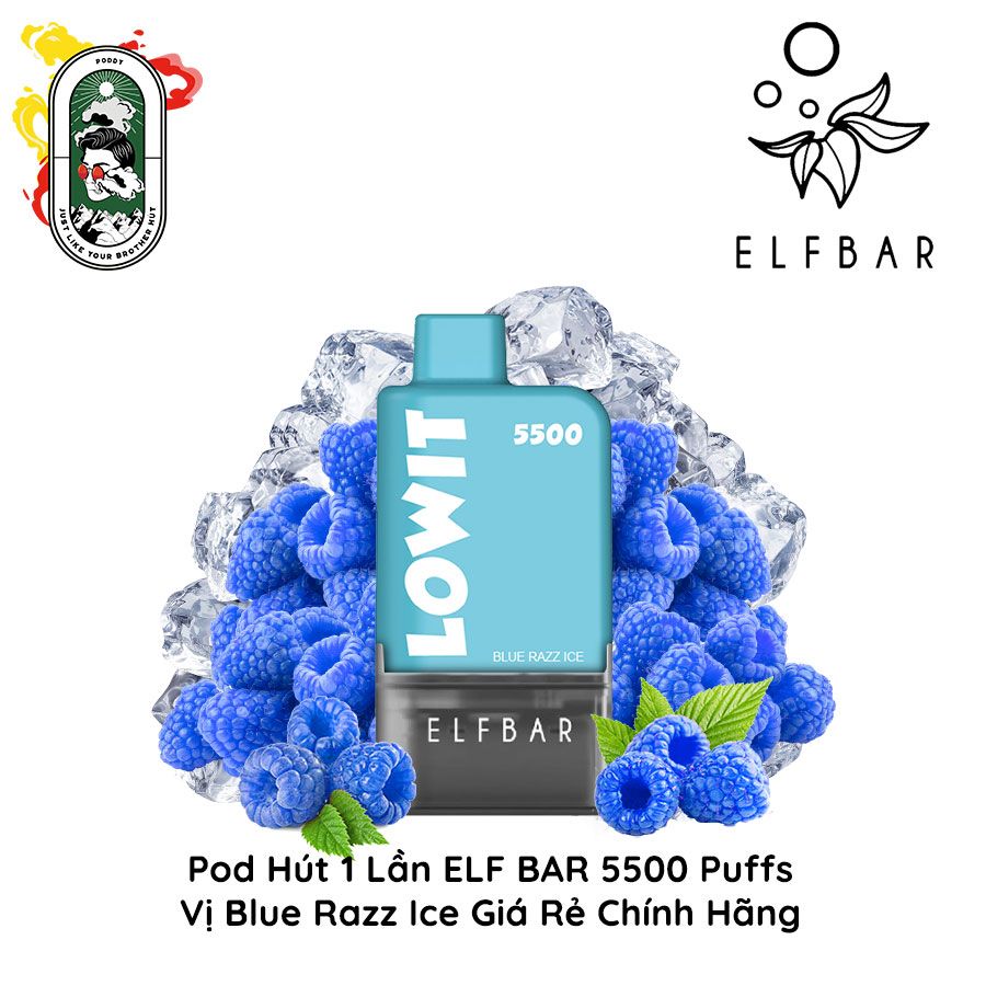  Pod Dùng 1 Lần Elfbar Lowit 5500 Hơi Blue Razz Ice Chính Hãng 