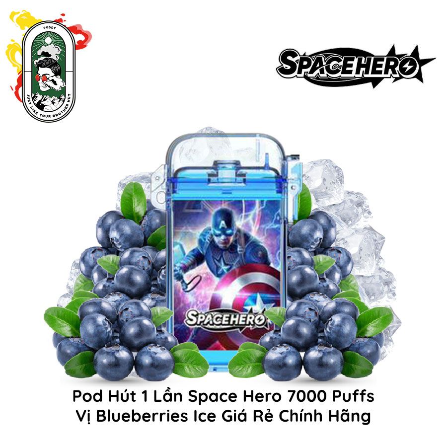  Pod Dùng 1 lần Space Hero 7000 hơi vị Việt Quất Lạnh Chính Hãng 