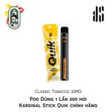  Pod Dùng 1 Lần 800 hơi Kardinal Stick Quik Classic Tobacco 30MG Chính Hãng 