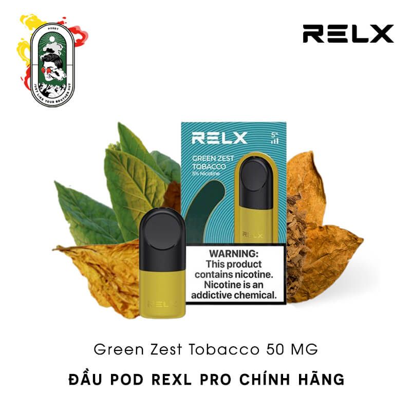  Đầu Pod RELX Pro Green Zest Tobacco Xì Gà Chanh 50MG Chính Hãng 