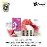  Pack 3 Đầu Pod VapX Violet YK6 kèm 1 Coil Ice Lychee Chính Hãng 