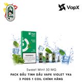  Pack 3 Đầu Pod VapX Violet YK6 kèm 1 Coil Sweet Mint Chính Hãng 