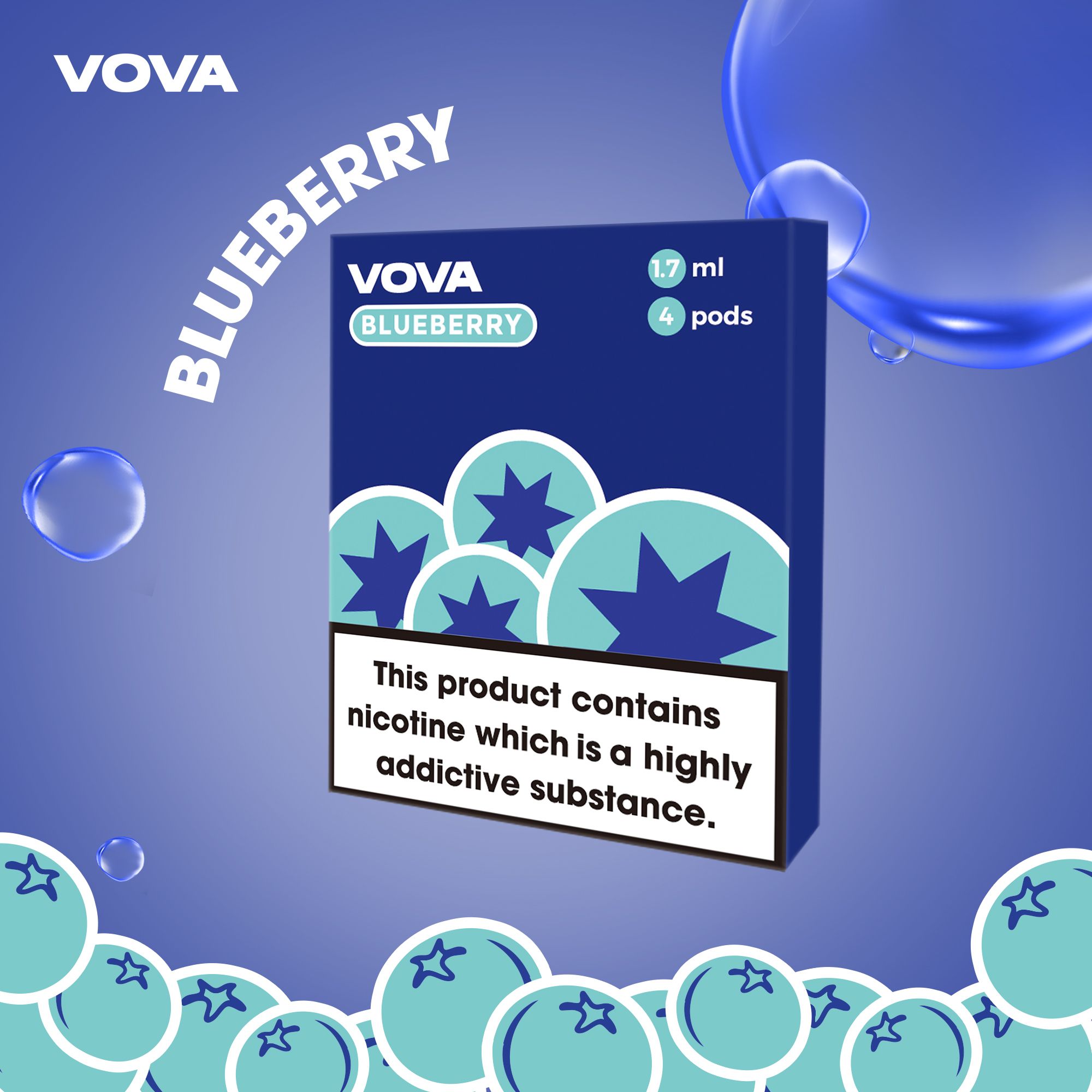  Pack 4 Đầu Pod Dầu Thay Thế VOVA K2 Blueberry Việt Quất Chính Hãng 