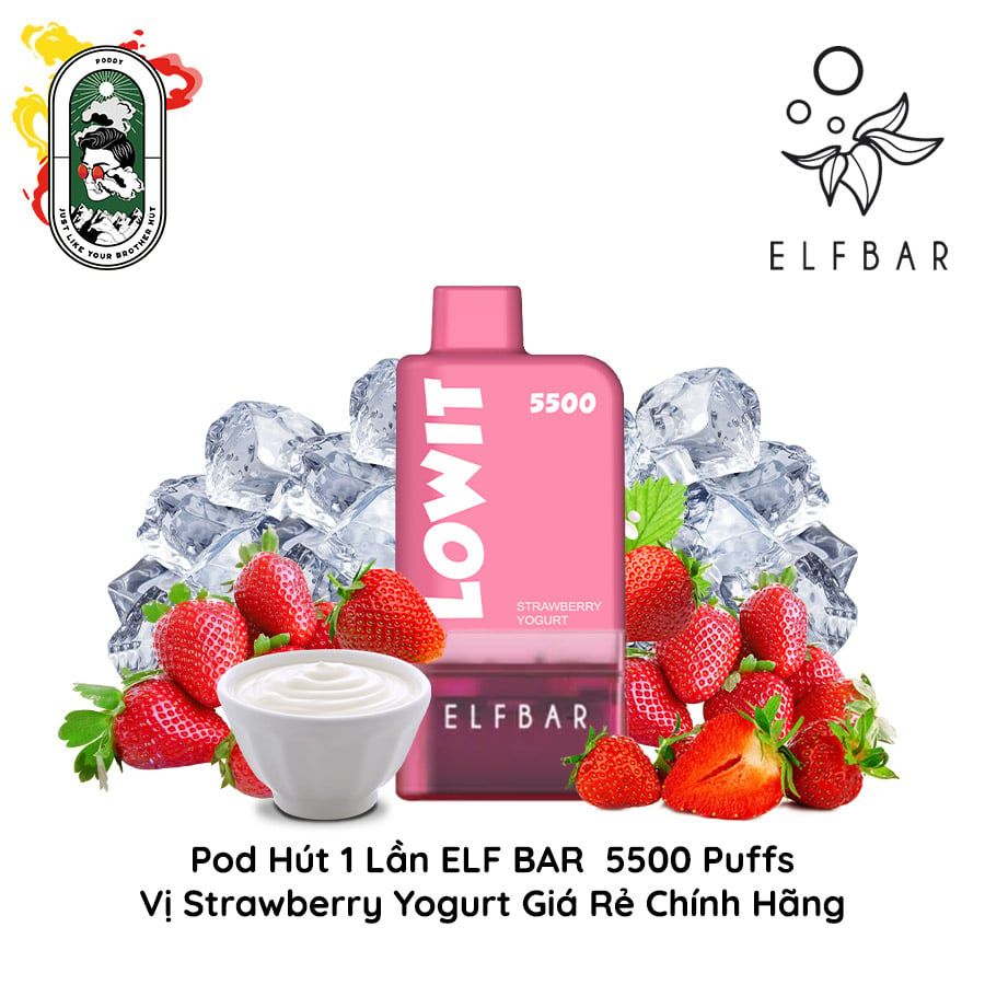  Pod Dùng 1 Lần Elfbar Lowit 5500 Hơi Strawberry Yogurt Chính Hãng 