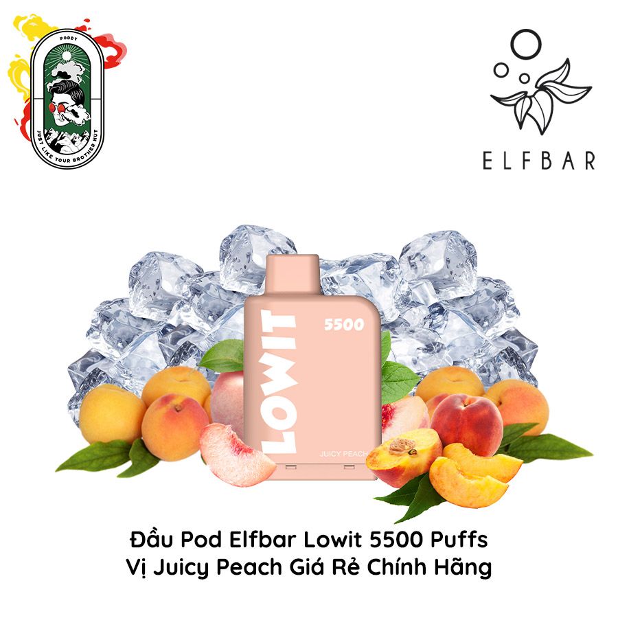  Đầu Pod Dầu Thay Thế Elfbar Lowit 5500 Hơi Juicy Peach Chính Hãng 