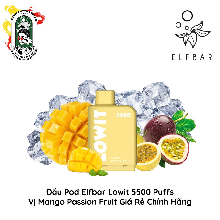  Đầu Pod Dầu Thay Thế Elfbar Lowit 5500 Hơi Mango Passion Fruit Chính Hãng 