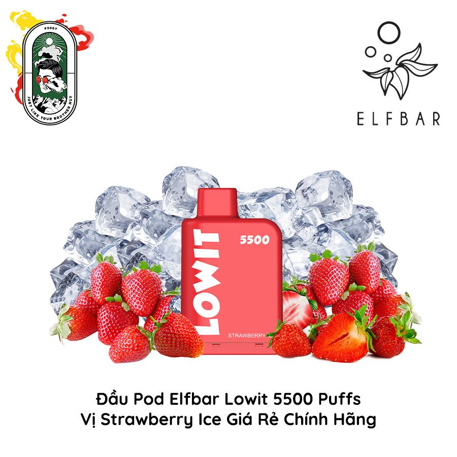  Đầu Pod Dầu Thay Thế Elfbar Lowit 5500 Hơi Strawberry Ice Chính Hãng 