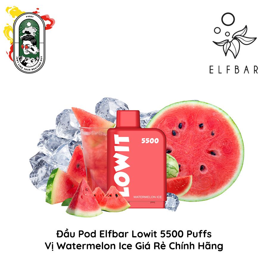  Đầu Pod Dầu Thay Thế Elfbar Lowit 5500 Hơi Watermelon Ice Chính Hãng 