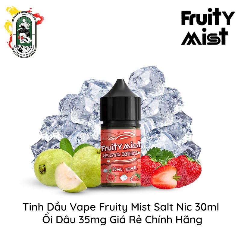  Tinh Dầu Vape Fruity Mist Salt Nic Ổi Dâu 30ml Chính Hãng 