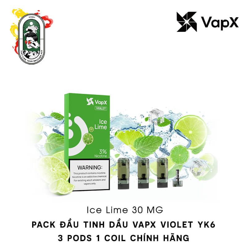  Pack 3 Đầu Pod VapX Violet YK6 kèm 1 Coil Ice Lime Chính Hãng 