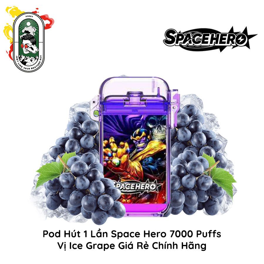  Pod Dùng 1 lần Space Hero 7000 hơi vị Nho Lạnh Chính Hãng 