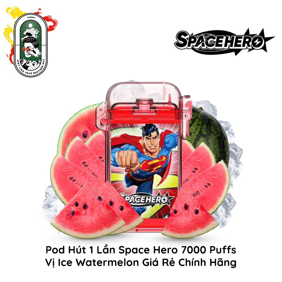  Pod Dùng 1 lần Space Hero 7000 hơi vị Dưa Hấu Lạnh Chính Hãng 