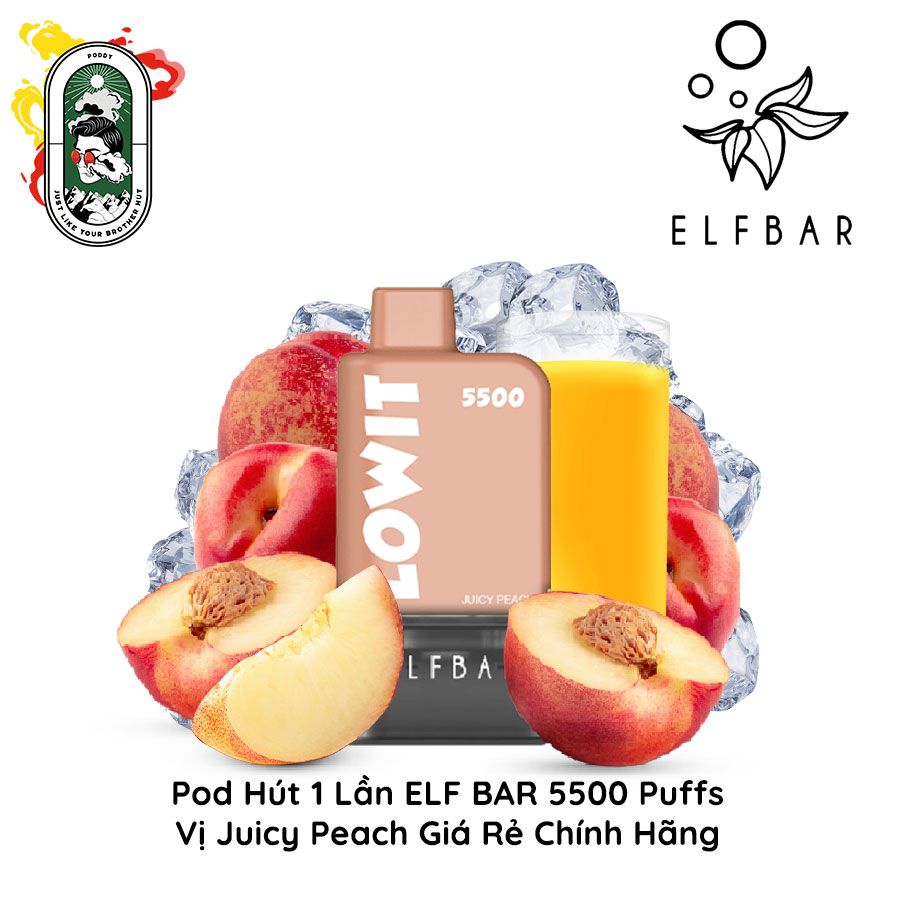  Pod Dùng 1 Lần Elfbar Lowit 5500 Hơi Juicy Peach Chính Hãng 