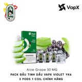  Pack 3 Đầu Pod VapX Violet YK6 kèm 1 coil Aloe Grape Chính Hãng 
