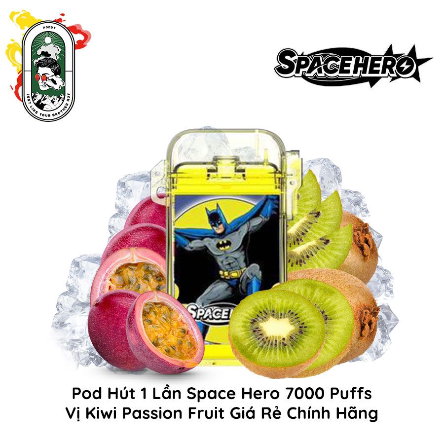  Pod Dùng 1 lần Space Hero 7000 hơi vị Kiwi Chanh Dây Chính Hãng 