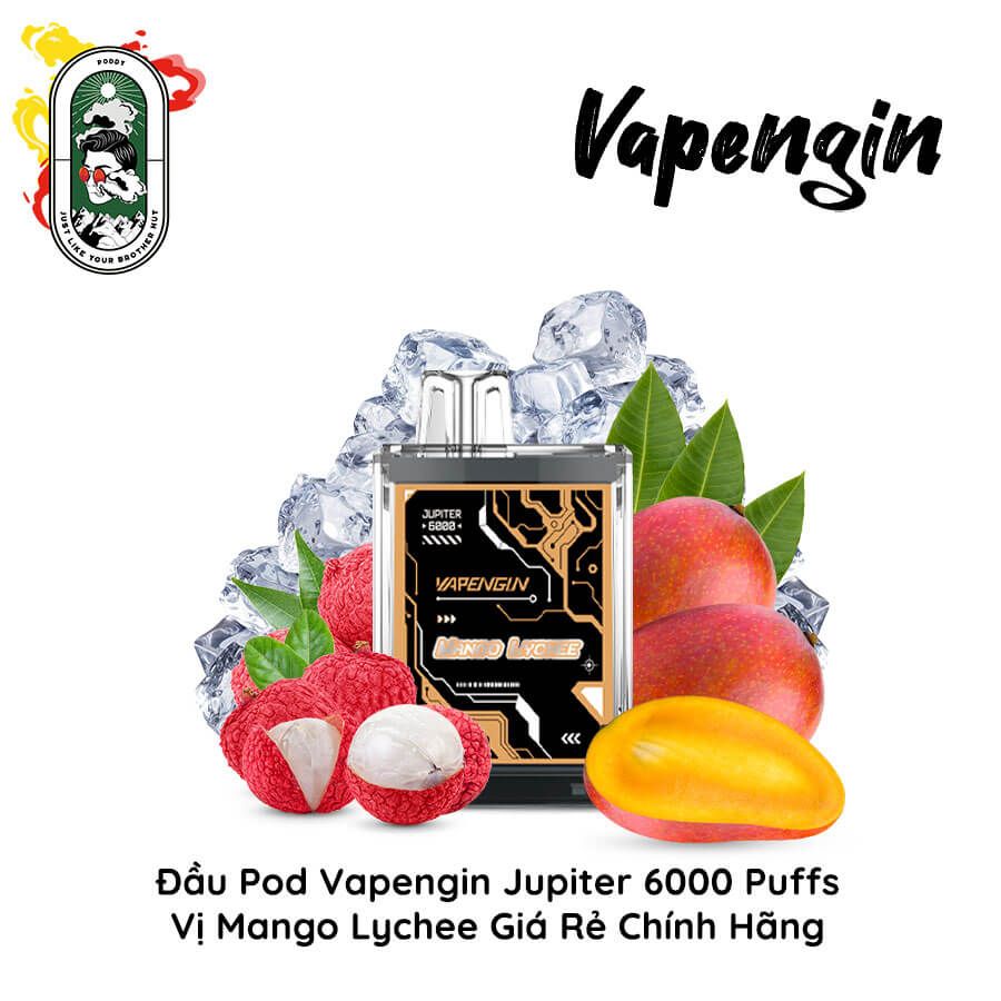  Đầu Pod Vapengin Jupiter 6000 hơi Xoài Vải 50MG Chính Hãng 