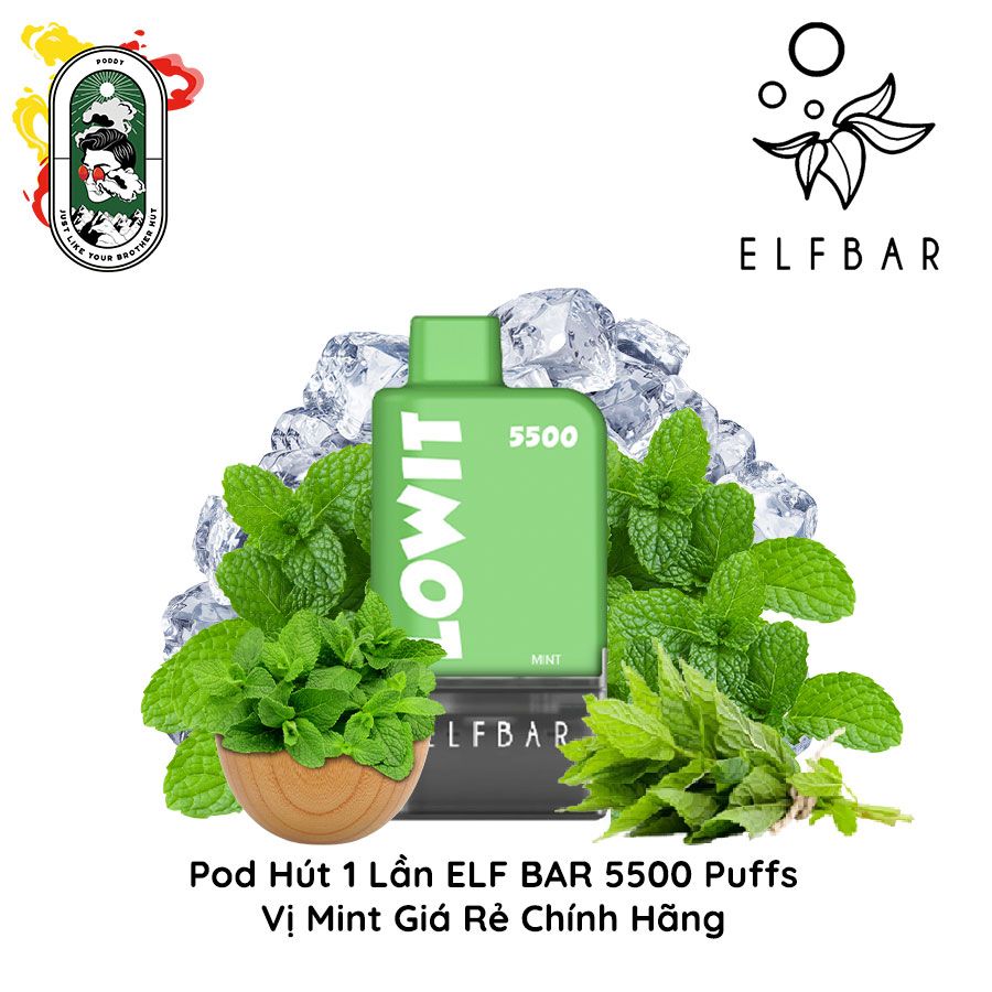  Pod Dùng 1 Lần Elfbar Lowit 5500 Hơi Mint Chính Hãng 